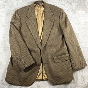 Bill Blass Brown Camel Hair Men's Blazer Size 46 Reg Men's‎ Sport Coat Vintage